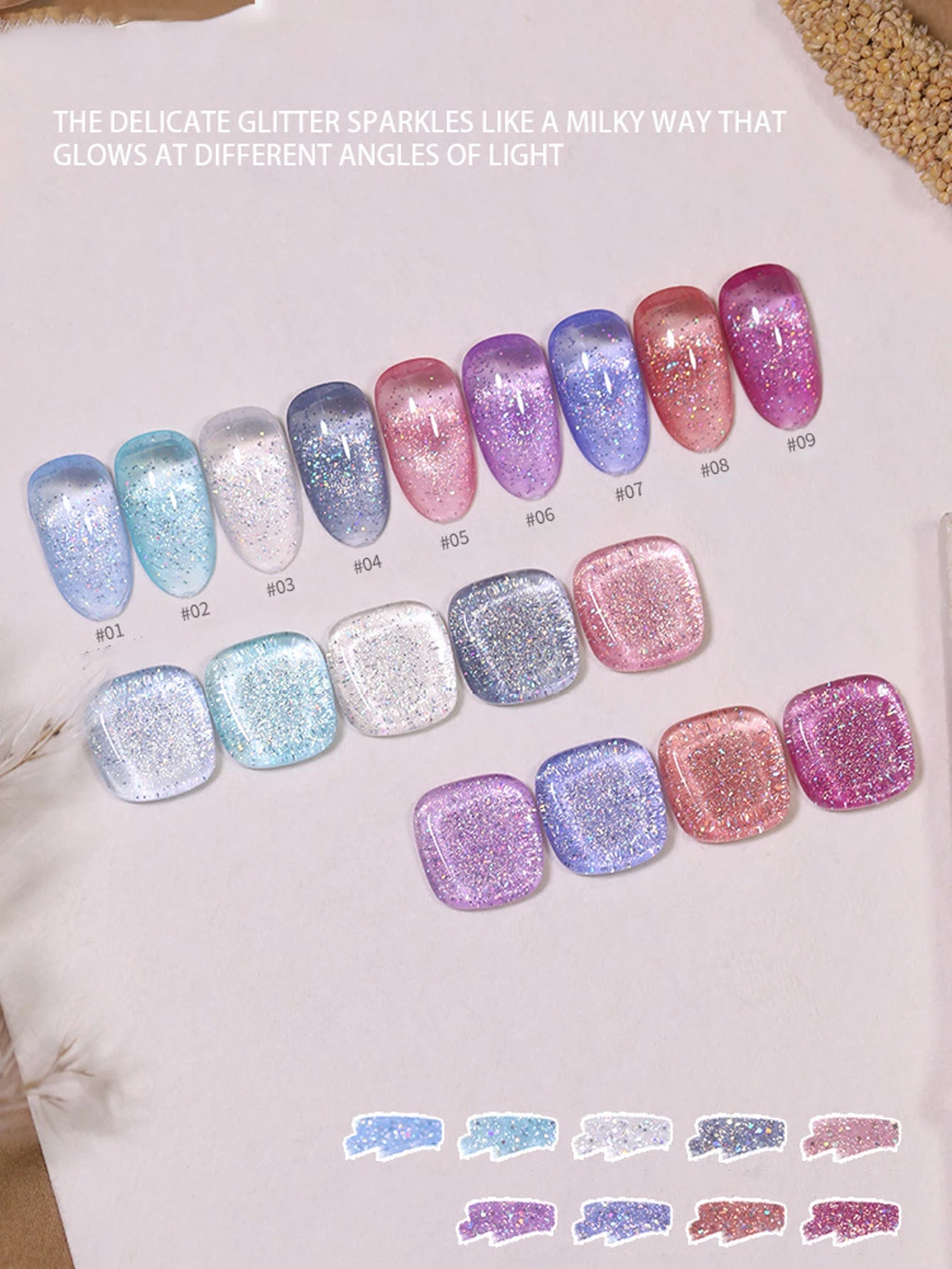 1-24pcs WS Autumn Winter Blue Black Red Glass Bead Crystal Cat Eye Gel Nail Polish New Whitening High Density Sparkling Nail