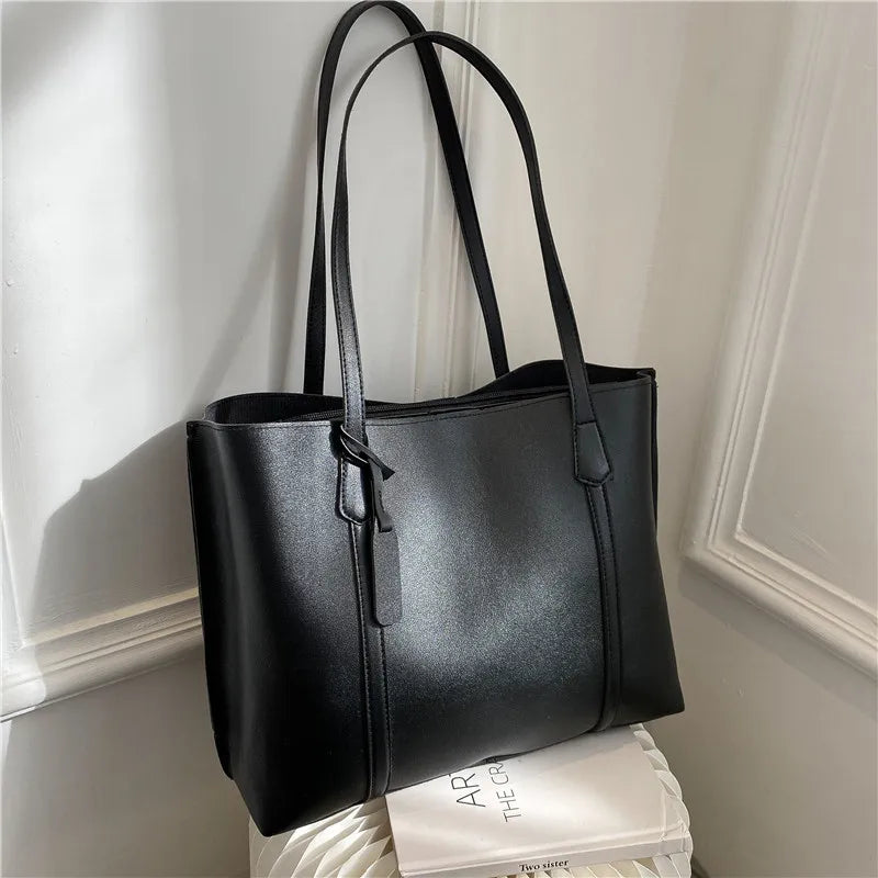 Large Capacity Women's Bag, New Soft Leather Tote Bag, Casual and Versatile Single Shoulder Bags for Woman Korean Style Handbags