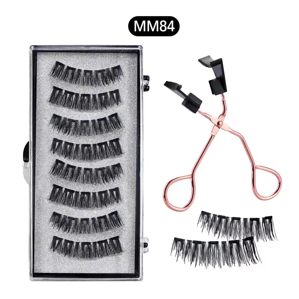 8Pcs Magnetic Eyelashes No Glue Needed Magnetic False Eyelashes with Applicator Reusable Thick Natural Effect 5 magnets Lashes