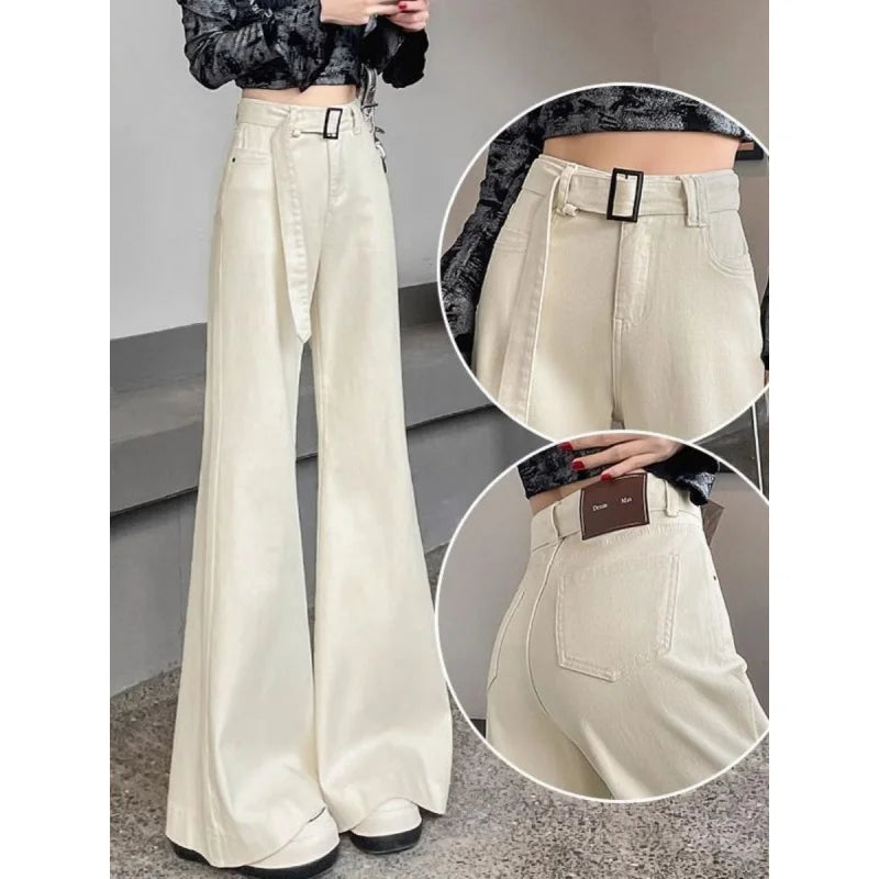 Trendy Flared Pants for Curvy Women, Plus Size Wide-Leg Jeans, Loose Fit 2025 A/W - Azara