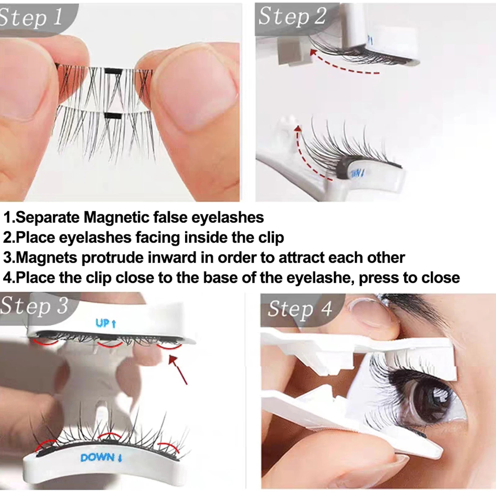 Natural Magnetic Eyelash Handmade 3D Lashes strip False Eyelashes Glue-free Tweezers Set Reusable eyelashes for women Makeups