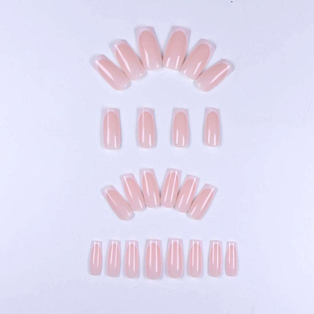 24PCS Explosions in Europe and America Long Water Pipes White French Rectangular Nail Fake Nails