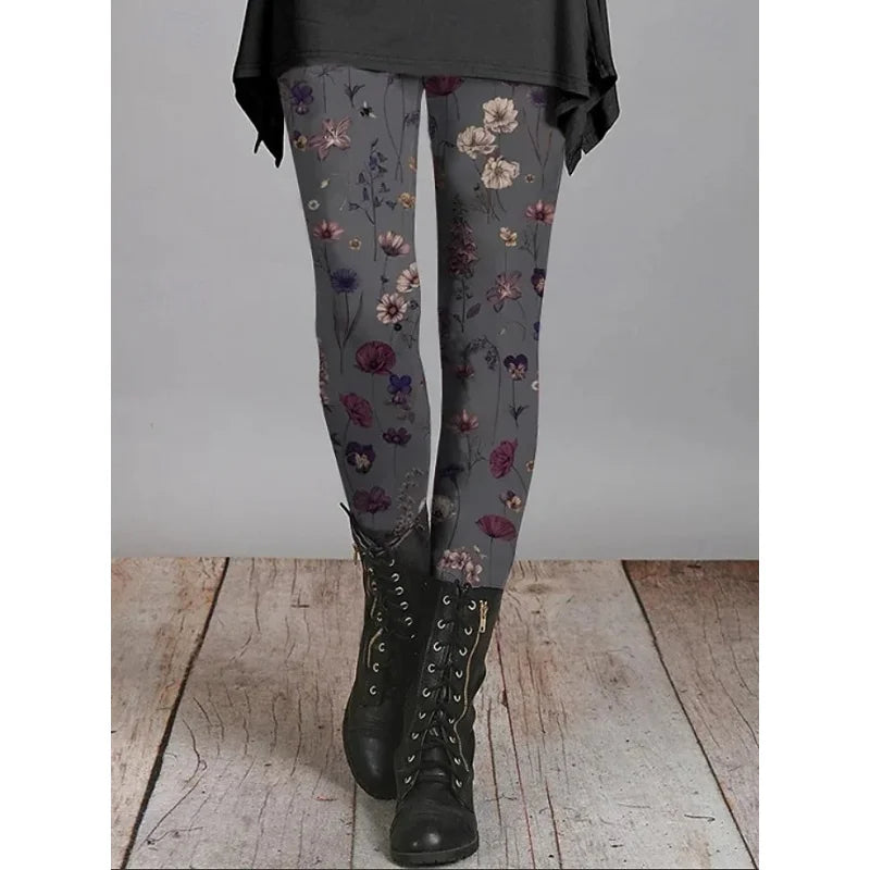 Women's Vacation Leggings Retro Fashion Ankle-Length Floral Pattern Gradient Print Soft Breathable Stretch Casual Everyday Pants