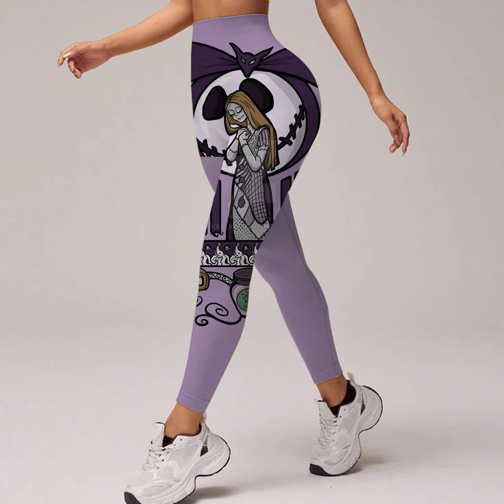Summer High-Waisted Yoga PantsThe Nightmare Before Christmas Workout Leggings for Running Cycling Gym Fitness
