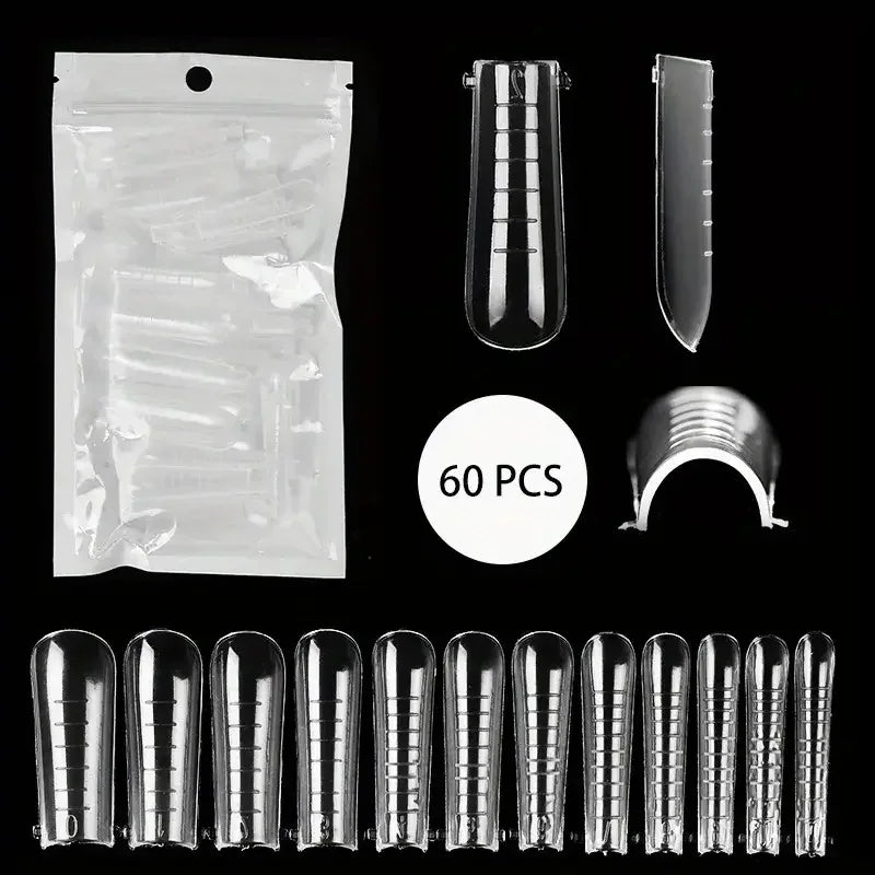 60Pcs/lot Extension False Nails Art Tips Acrylic Fake Finger UV Gel Polish Mold SculptedFullCover PressonManicures Supplies Tool