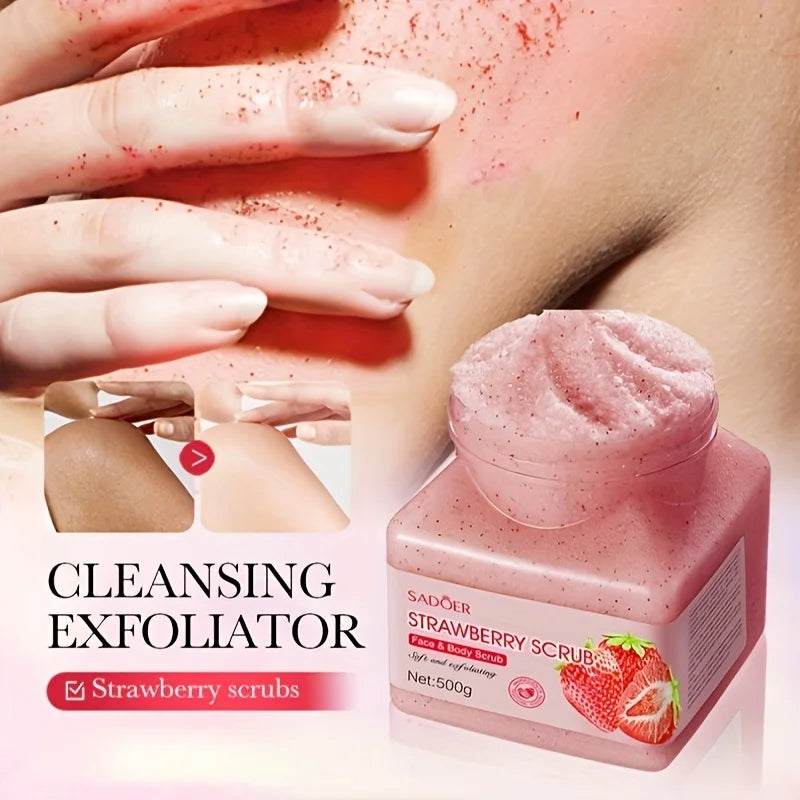 Strawberry Body Scrub – Fruity Gel Texture with Plant-Based Particles, Leaves Skin Feeling Soft and Smooth