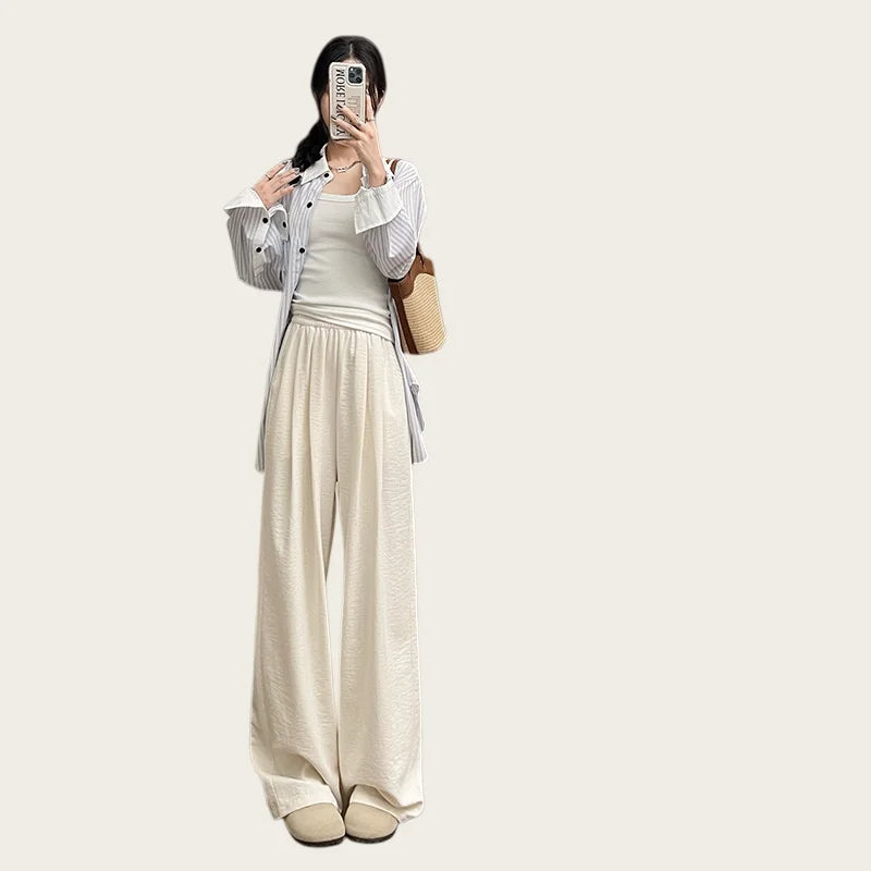 Women's Wide-Leg Trousers Autumn Winter Thick Straight-Leg Corduroy Trousers Versatile Breathable Warm Ideal Petite Frames - Azara