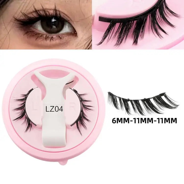 2Pairs Magnetic Fake Lashes Kit 3D Magnet Band Wispy Soft Natural Fluffy Reusable False Mink Eyelashes No Glue Needed Make Up