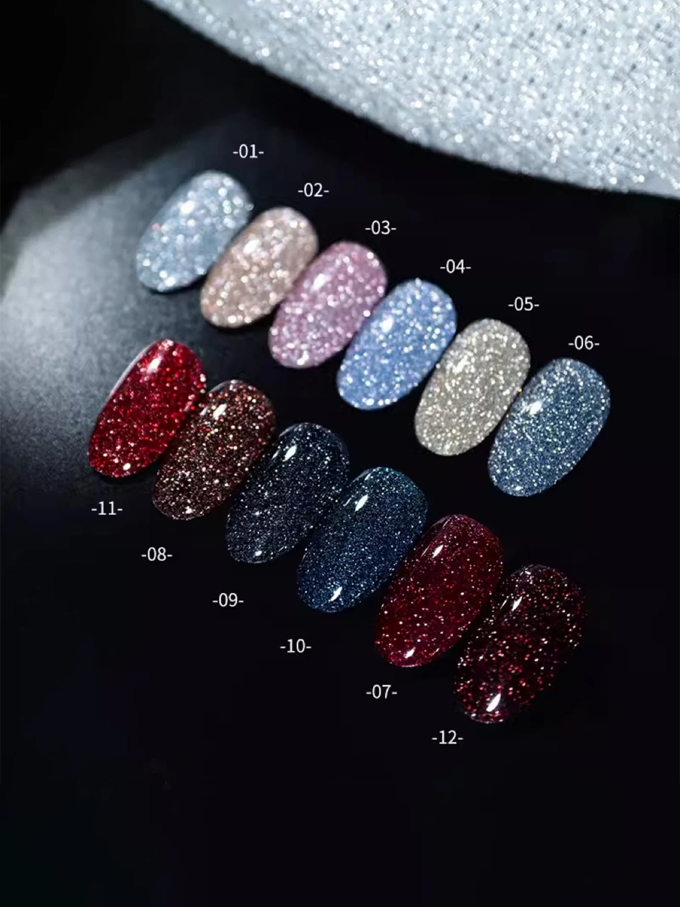 1-24pcs WS Autumn Winter Blue Black Red Glass Bead Crystal Cat Eye Gel Nail Polish New Whitening High Density Sparkling Nail