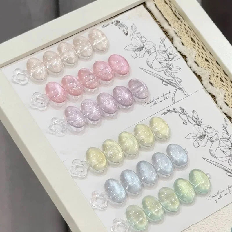 1-24pcs WS Autumn Winter Blue Black Red Glass Bead Crystal Cat Eye Gel Nail Polish New Whitening High Density Sparkling Nail