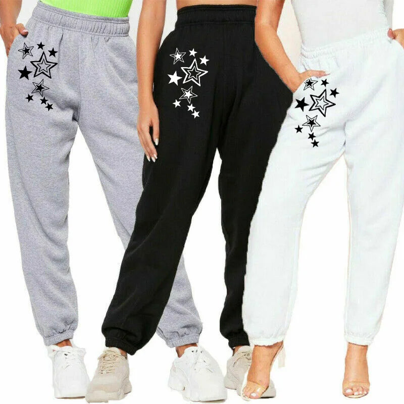 Woman Clothing Women's Baggy Pants Sweatpants Jogger Female Fashion Joggings Casual Printed Stars Full Length Sports Pants - Azara