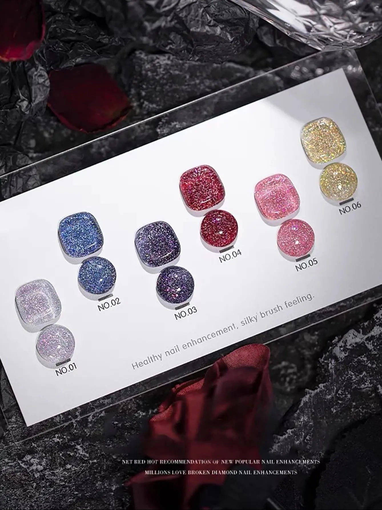 1-24pcs WS Autumn Winter Blue Black Red Glass Bead Crystal Cat Eye Gel Nail Polish New Whitening High Density Sparkling Nail