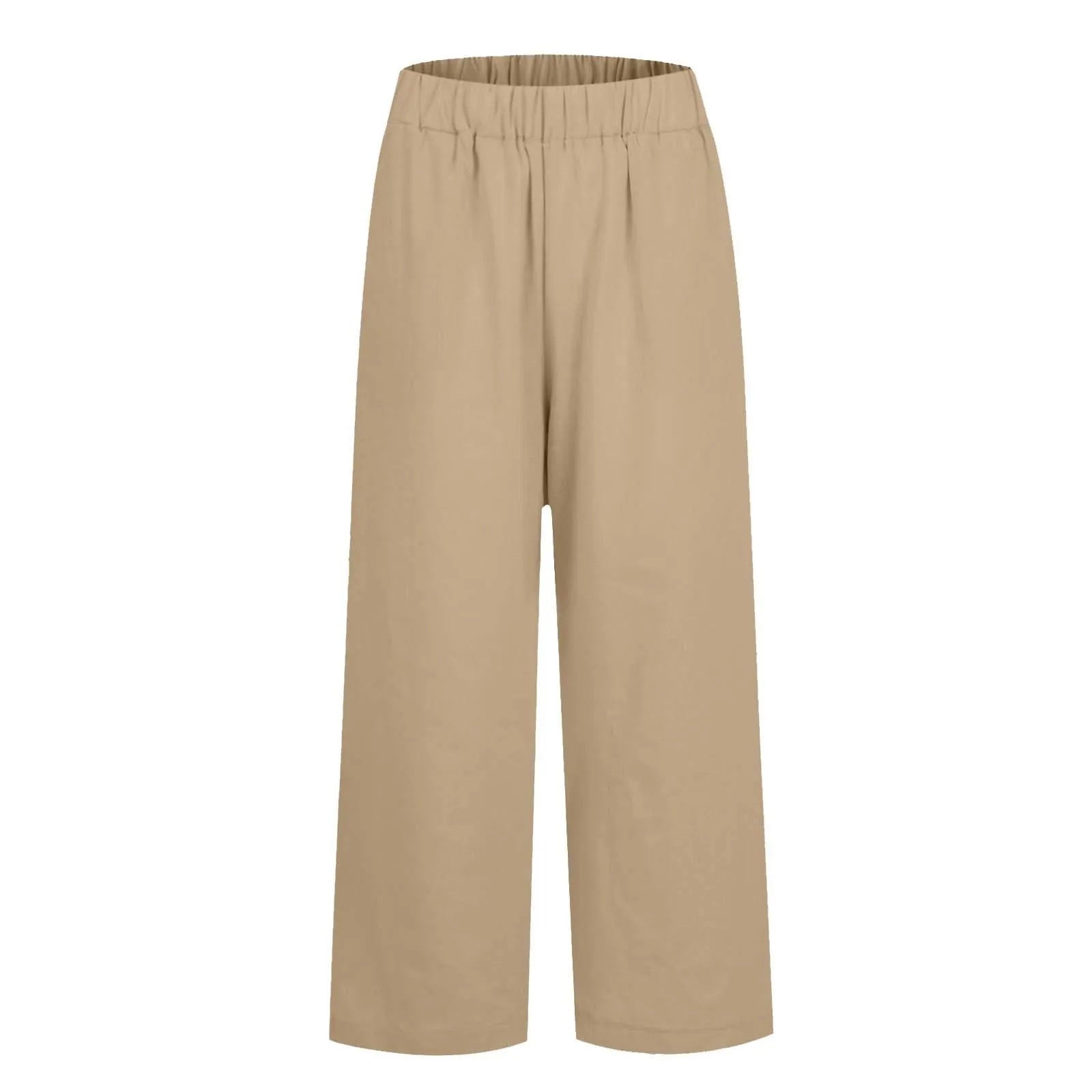 Straight Pants for Women With Pockets Ladies Solid Cotton Linen Streetwear Female Ankle Trousers Summer Office Wear Pant