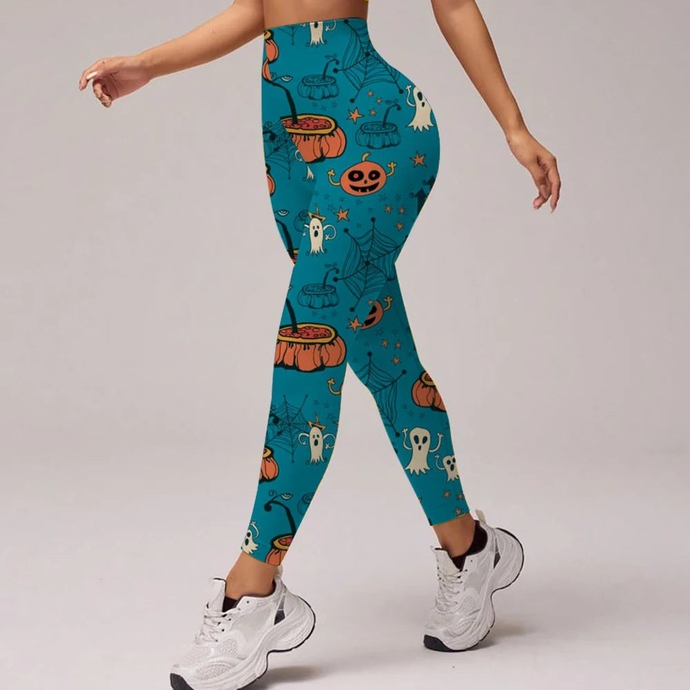 Summer High-Waisted Yoga PantsThe Nightmare Before Christmas Workout Leggings for Running Cycling Gym Fitness