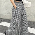 Womens plaid casual fashion elegant JapaneseKorean European and American autumn and winter pants - Azara