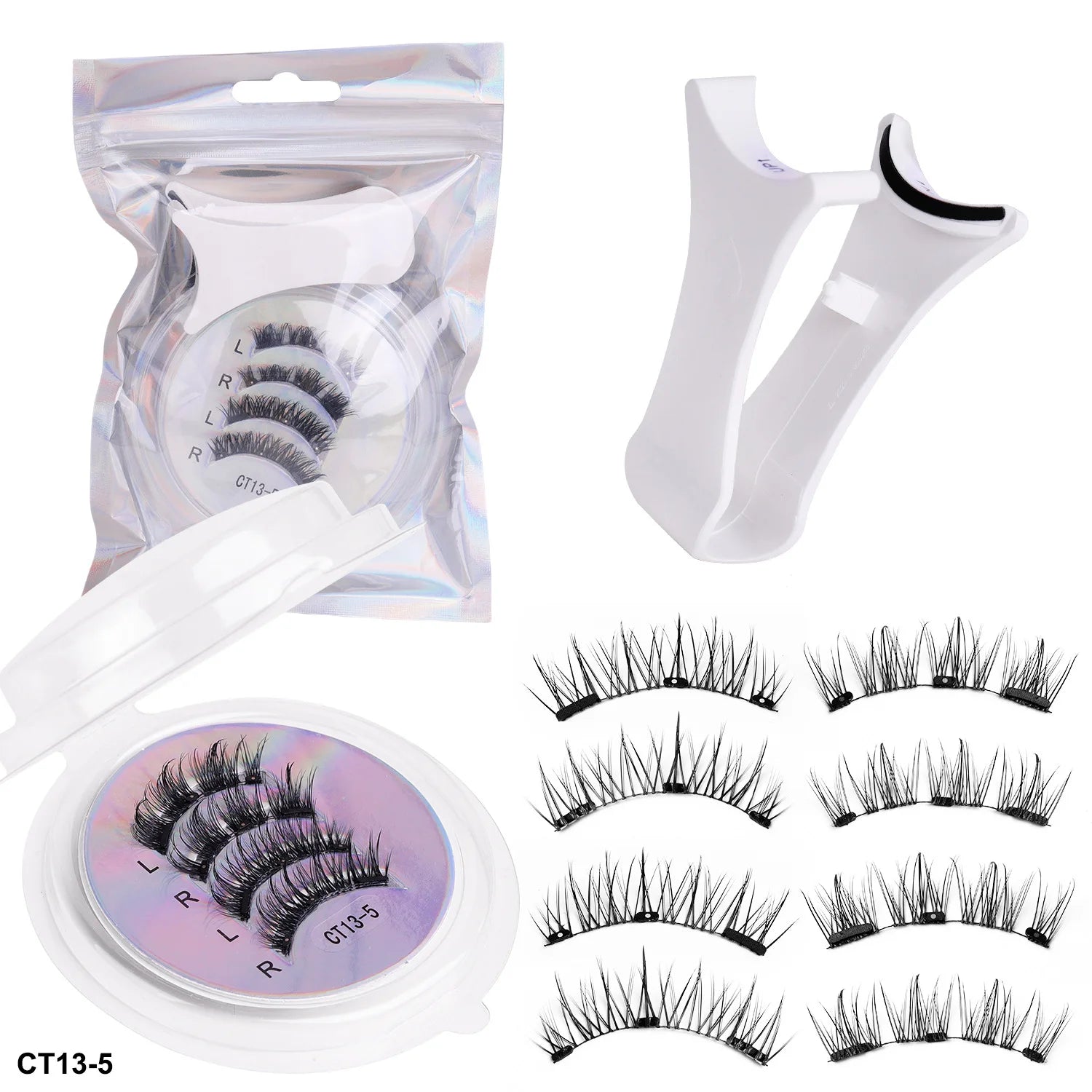 Magnetic Eyelashes 2 Pairs Handmade 3D Mink Lashes Reusable False Eyelashes Set Natural Long Fake Eyelash Makeup Tweezers Tool