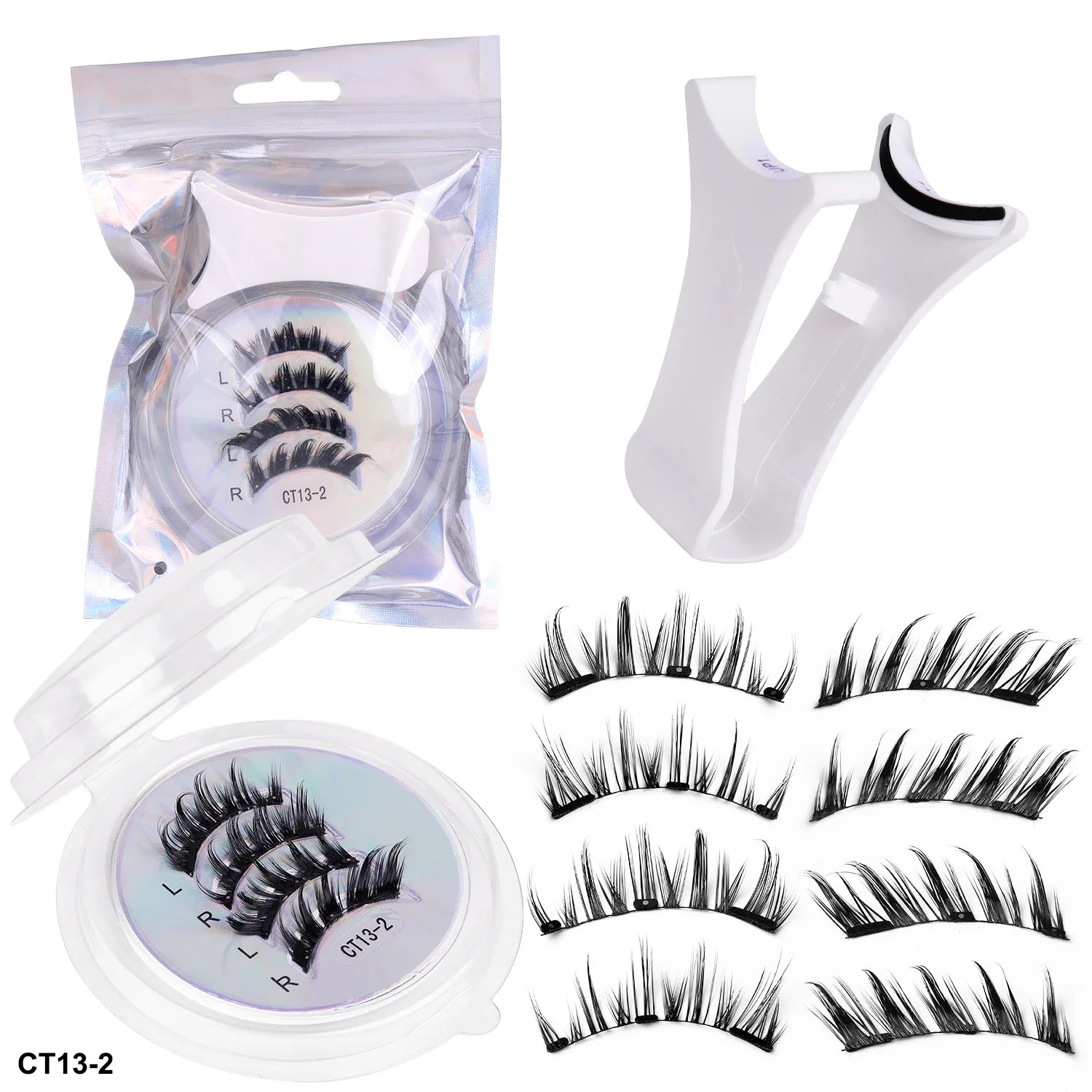 Magnetic Eyelashes 2 Pairs Handmade 3D Mink Lashes Reusable False Eyelashes Set Natural Long Fake Eyelash Makeup Tweezers Tool