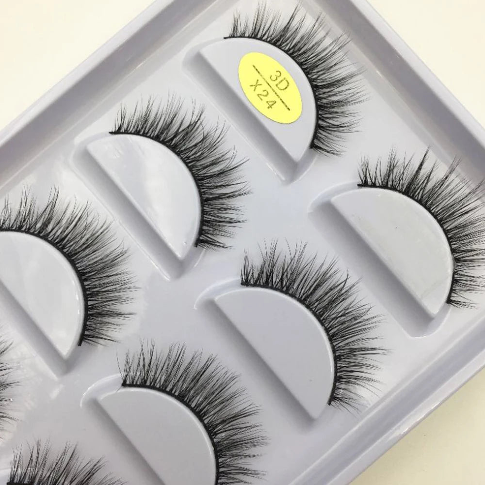 3D Mink False Eyelashes 5 Pairs Fluffy Volume Wispy Lashes Natural Looking  Strip Clusters for Party Daily Natural Nude Makeup
