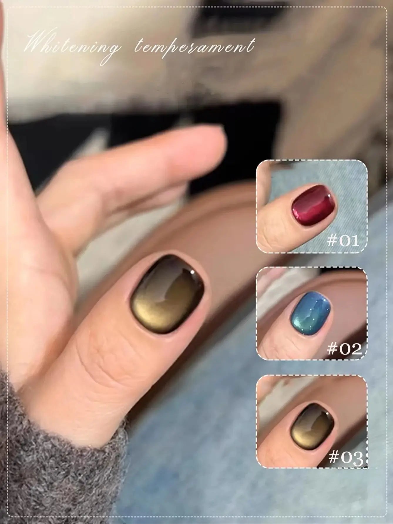 1-24pcs WS Autumn Winter Blue Black Red Glass Bead Crystal Cat Eye Gel Nail Polish New Whitening High Density Sparkling Nail