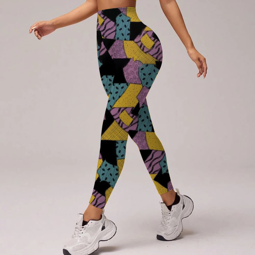 Summer High-Waisted Yoga PantsThe Nightmare Before Christmas Workout Leggings for Running Cycling Gym Fitness