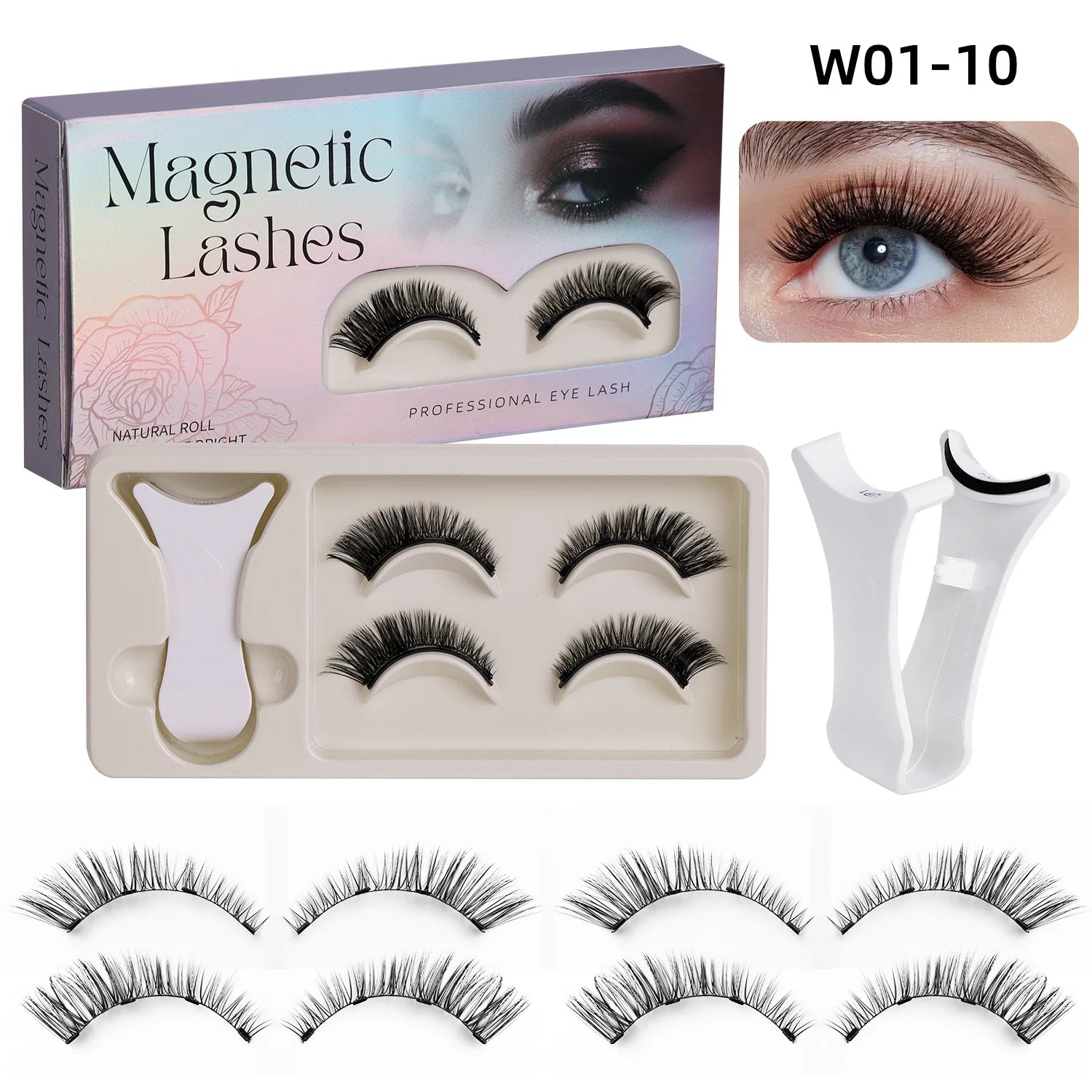 Hot 2 Pair Magnetic Eyelashes Handmade Fluffy Faux Mink Lashes Reusable Natural False Eyelashes and Magnetic Tweezers Set Makeup