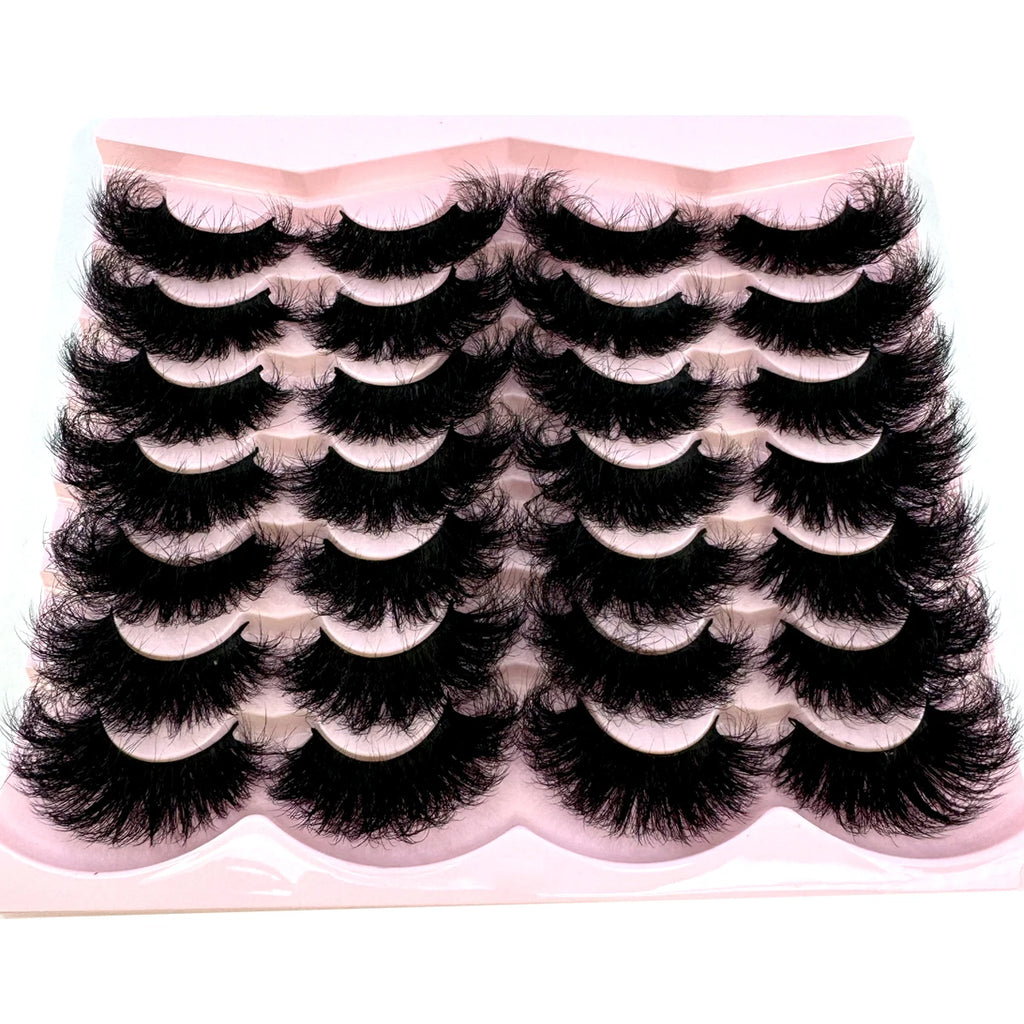 New 14 Pairs 25mm 3d Mink Lashes Bulk Faux Dramatic Volume Lashes Wispy Natural Mink Lashes Pack Long Wholesales False Eyelashes