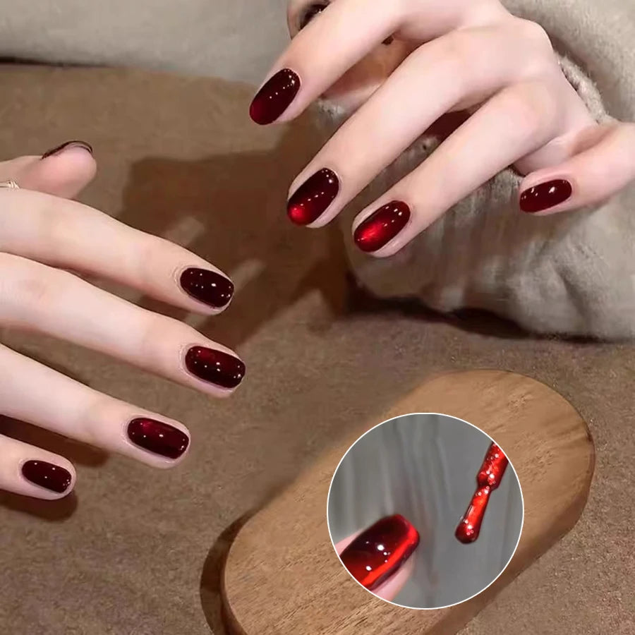 1-24pcs WS Autumn Winter Blue Black Red Glass Bead Crystal Cat Eye Gel Nail Polish New Whitening High Density Sparkling Nail