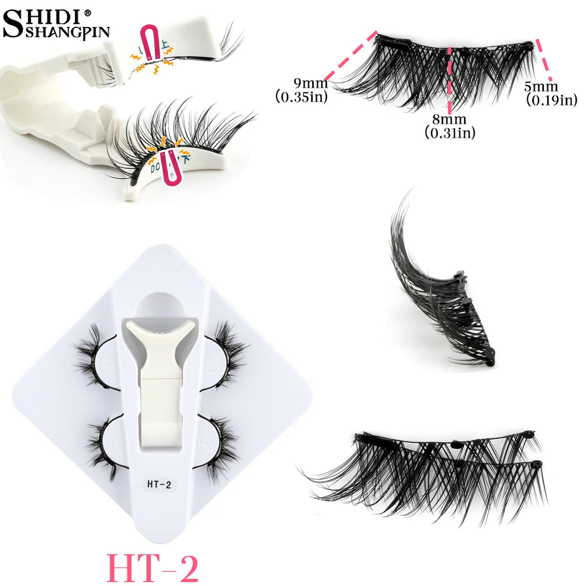 2Pairs Magnetic Fake Lashes Kit 3D Magnet Band Wispy Soft Natural Fluffy Reusable False Mink Eyelashes No Glue Needed Make Up