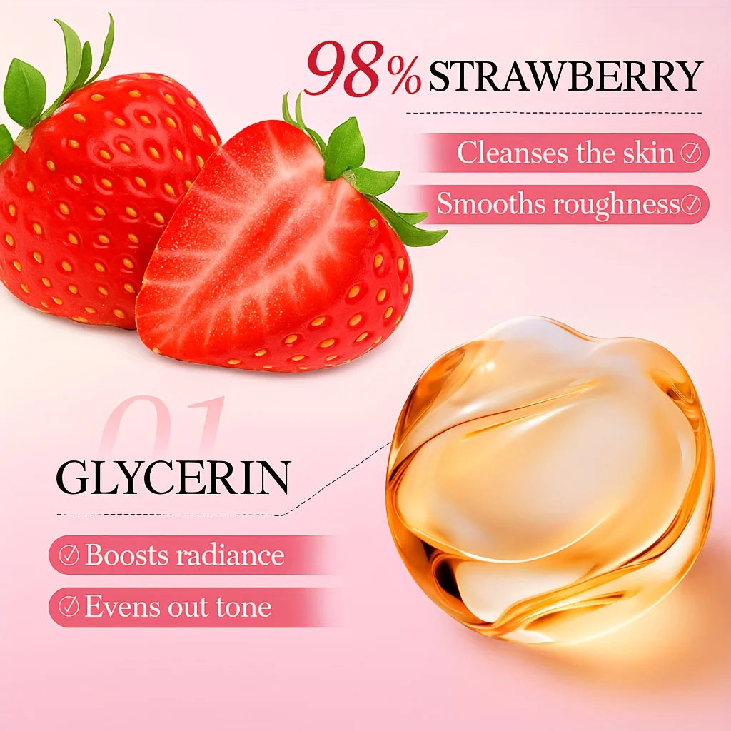 Strawberry Body Scrub – Fruity Gel Texture with Plant-Based Particles, Leaves Skin Feeling Soft and Smooth