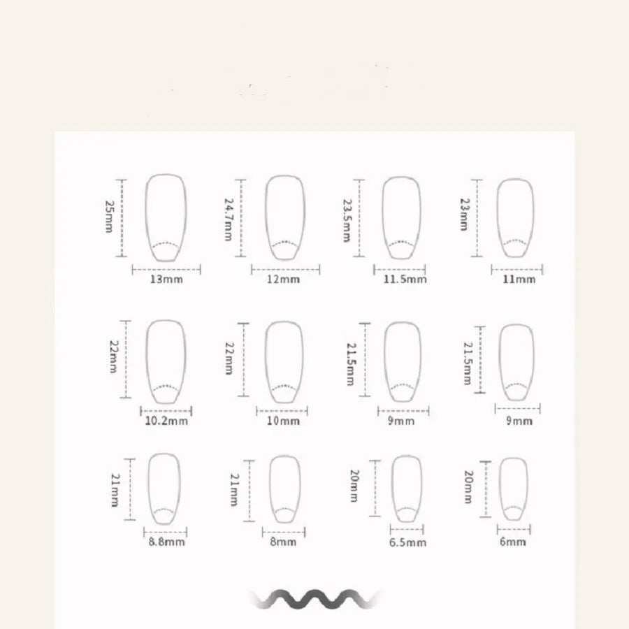 24PCS/1BOX  Dark Wind Gradient Long White Bow Nail Patch Fake Nails