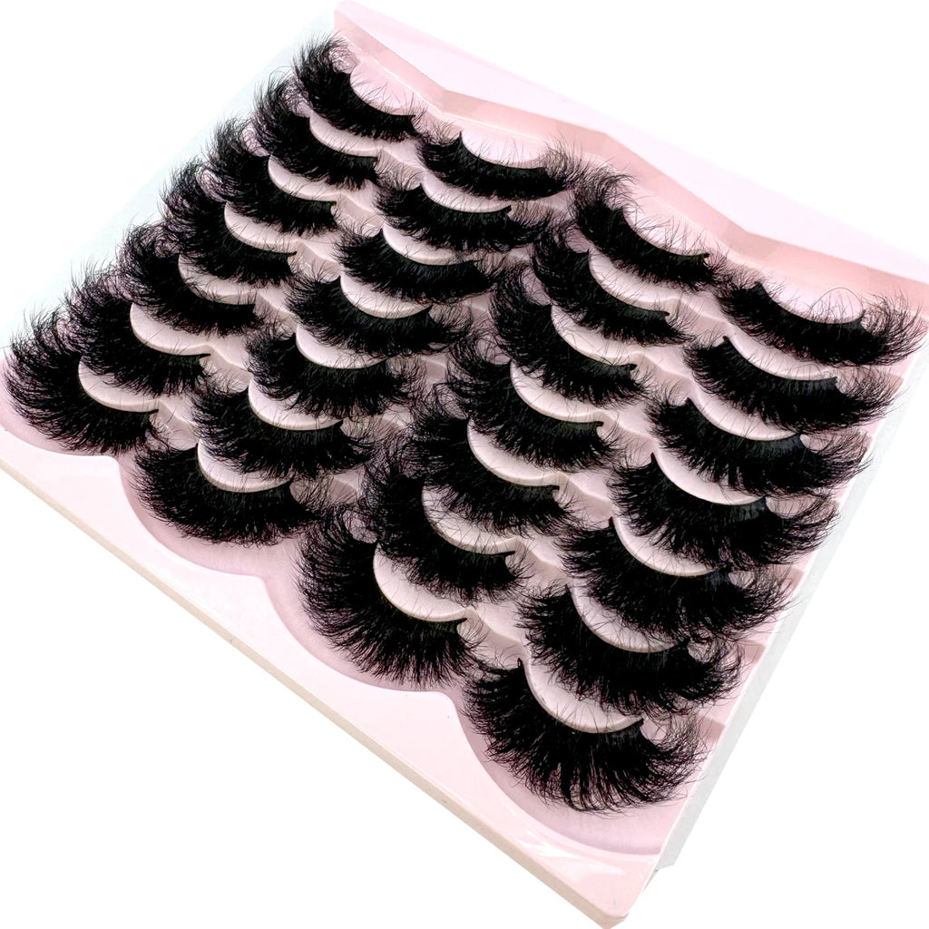 New 14 Pairs 25mm 3d Mink Lashes Bulk Faux Dramatic Volume Lashes Wispy Natural Mink Lashes Pack Long Wholesales False Eyelashes