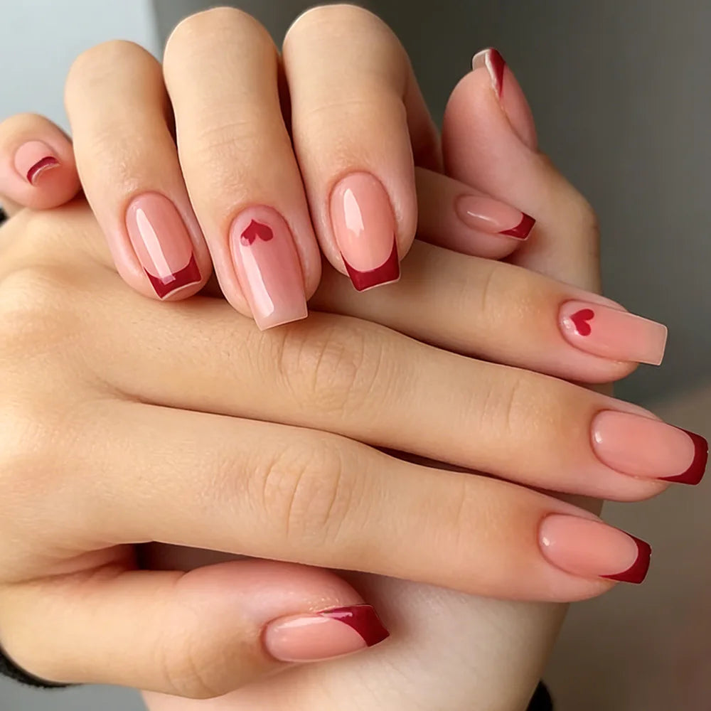 White French Press on Nails 3D Bowknot Fake Nails Tips Full Cover Wearable False Nails for Women and Girls DIY Manicure 24Pcs