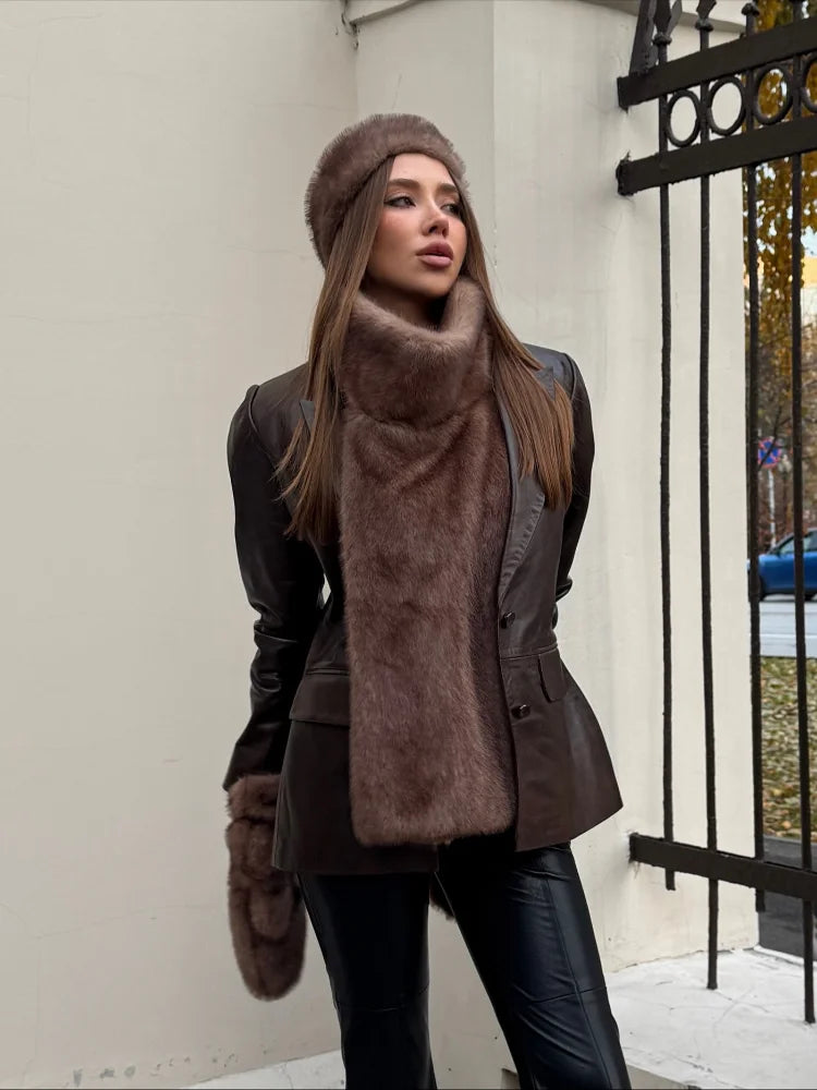 Women Stand Collar Faux Fur Vest Chic Solid High Collar Sleeveless Loose Waistcoat Casual 2025 New Lady Daily Street Short Vests