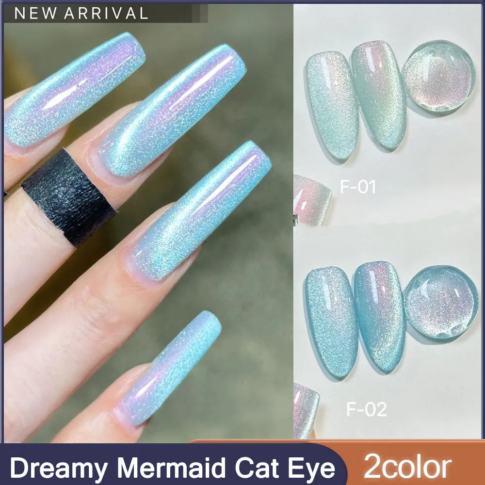 NIKA Dreamy Mermaid Tears Cat Eye Series Gel Nail Polish 15ml Semi Permanent Soak Off UV LED Ice Moon Magnetic Cat Eye Gel