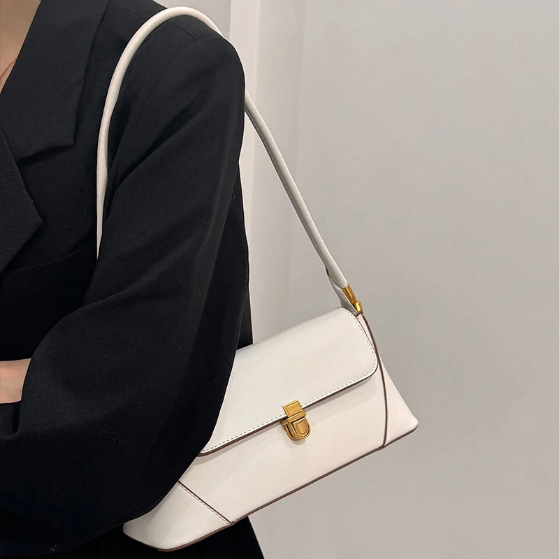 Fashion PU Leather Underarm Shoulder Bags For Women Trend Designer French Style Female Tote Ladies Flap Handbags