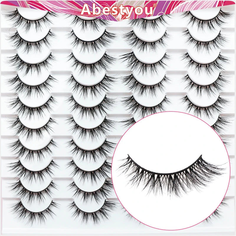 Abestyou Micro 5 Magnets Natural Long 3d 3pairs False Mink Magnetic Lashes With Eyeliner Tweezers Eyelashes Holder Makeup Kits