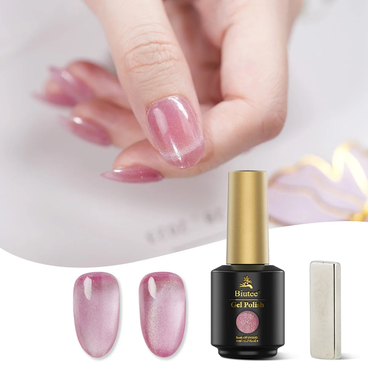 Biutee 8ML Nude Pink Red Cat Magnetic Gel Nail Polish Moonlight Ultra Shining Glitter Semi Permanent Soak Off UV LED Manicure