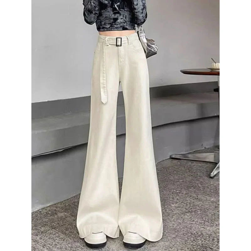Trendy Flared Pants for Curvy Women, Plus Size Wide-Leg Jeans, Loose Fit 2025 A/W - Azara
