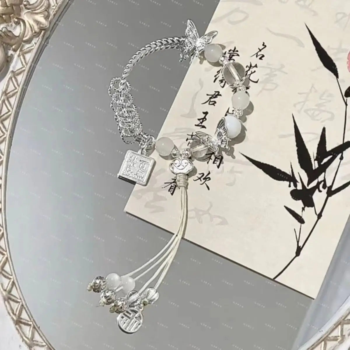 Chinese Style Tassel Beaded Bracelet for Women Retro Butterfly Pendant Charm Bracelets Temperament Bangles Fashion Jewelry Gifts