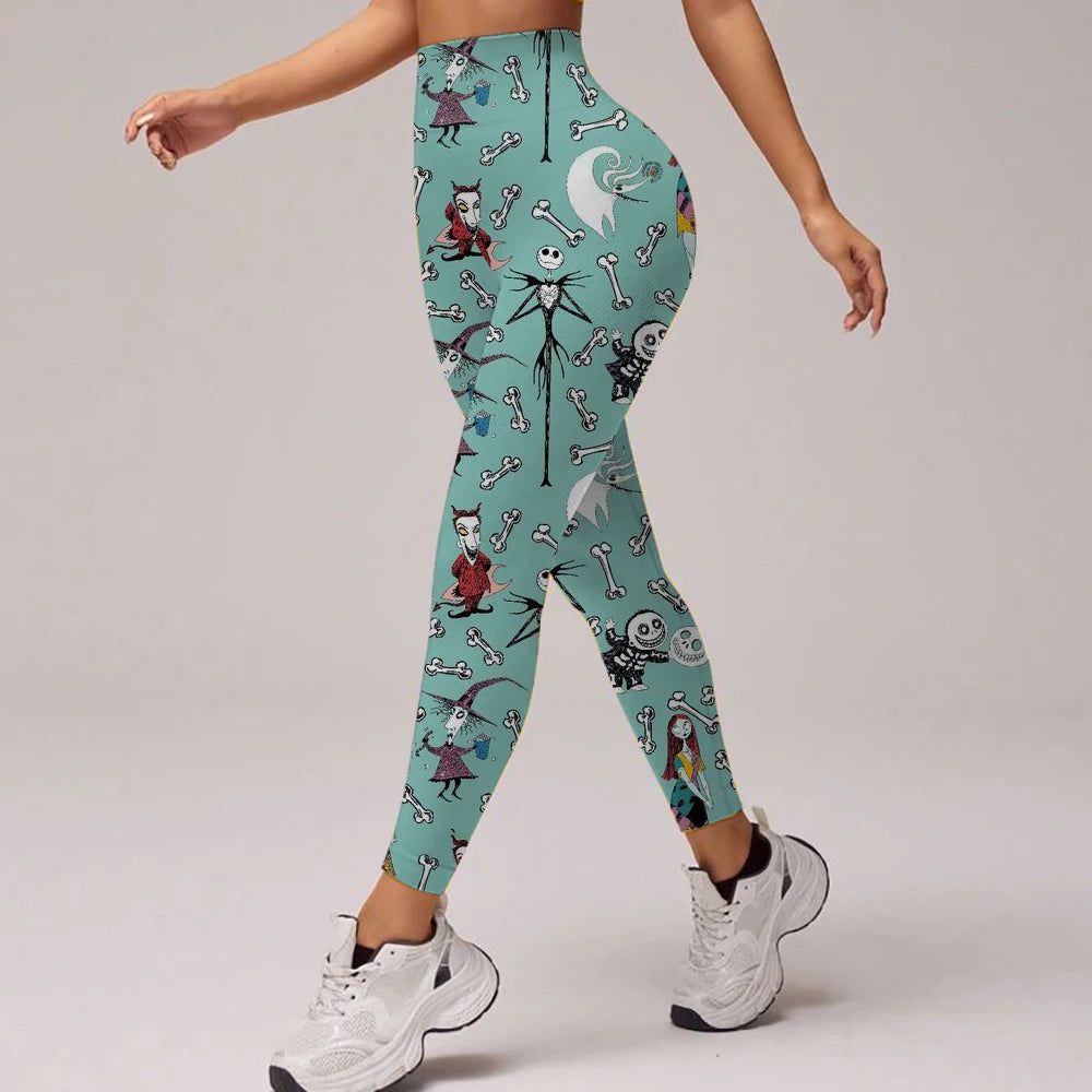 Summer High-Waisted Yoga PantsThe Nightmare Before Christmas Workout Leggings for Running Cycling Gym Fitness