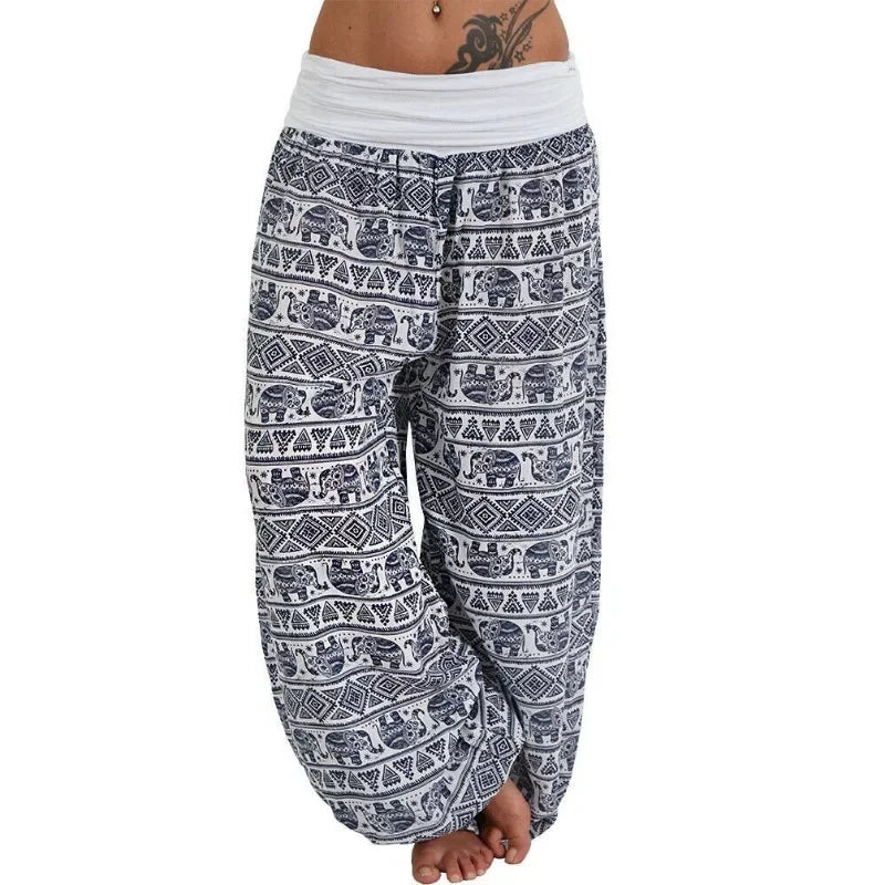 Women's Personality GeometricCasual Loose Printed Pants Comfortable Casual Women's Wide Leg Haren Pants Pants - Azara