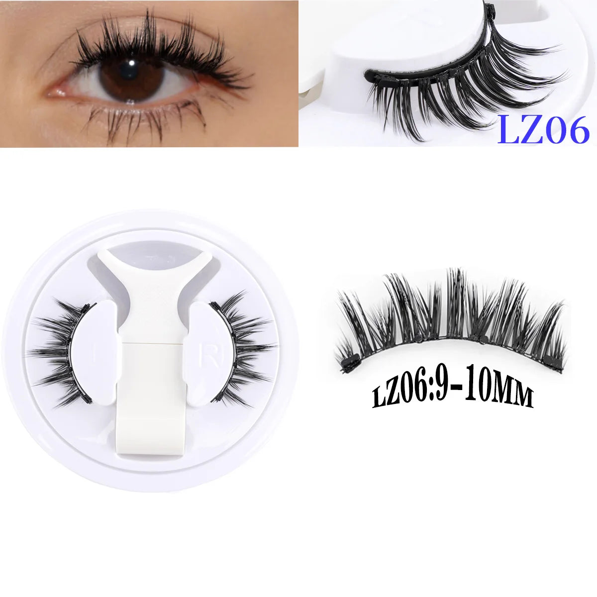 2Pairs Magnetic Fake Lashes Kit 3D Magnet Band Wispy Soft Natural Fluffy Reusable False Mink Eyelashes No Glue Needed Make Up